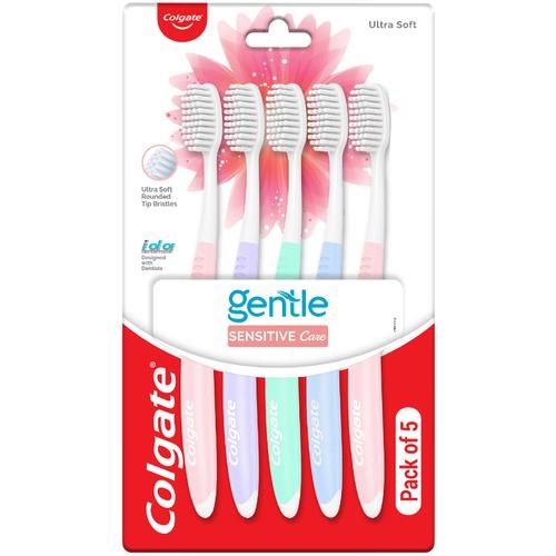 Colgate Gentle Sensitive Care Ultra Soft Bristles Toothbrush, 5 pcs  Designed With Dentists
