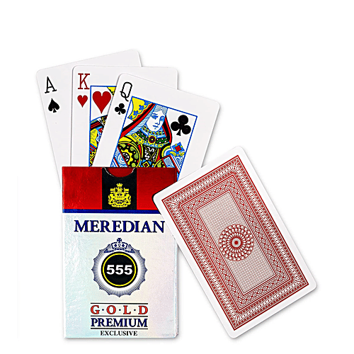 Meredian 555 Playing Cards, Bridge Size, Regular Index Gold Premium Plastic Cards, Meredian 555, 1 pc  