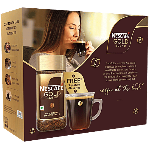 Nescafe Gold Blend Instant Coffee Powder, 200 g (Get Signature Glass Mug Free) Rich Aroma & Smooth Taste