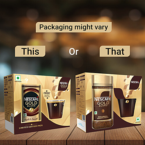 Nescafe Gold Blend Instant Coffee Powder, 200 g (Get Signature Glass Mug Free) Rich Aroma & Smooth Taste