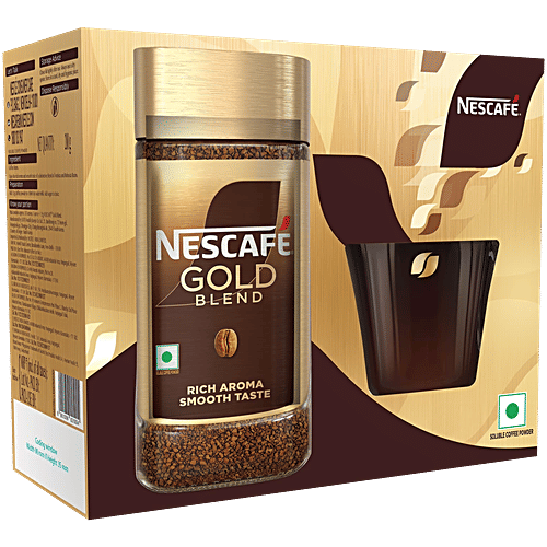 Nescafe Gold Blend Instant Coffee Powder, 200 g (Get Signature Glass Mug Free) Rich Aroma & Smooth Taste