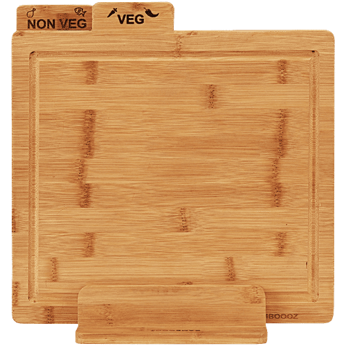 Bamboooz Premium Twin Chopping Board - With Stand, Bamboo Made, 3 pcs