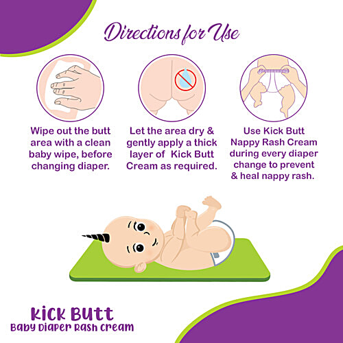 Babiecorn Kick Butt Diaper Rash Cream | Baby Diaper Rash Cream for Butt Skin | 100% Ayurvedic Made With Honey, Sesame, Turmeric, Saffron, and Aloe-Vera Extracts, 100 g  