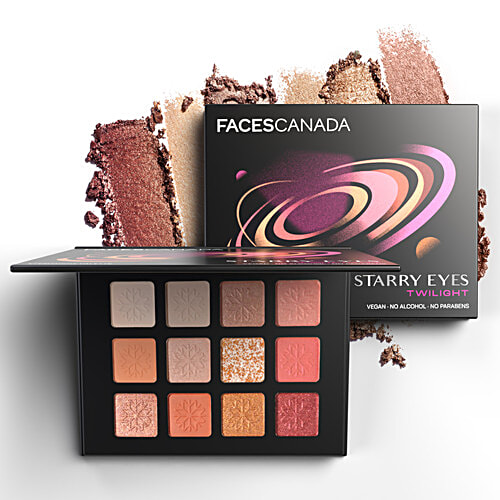 Faces Canada 12-In-1 Starry Eyes Eye Shadow Palette, 16 g Twilight 02 Vegan, No Alcohol, No Paraben