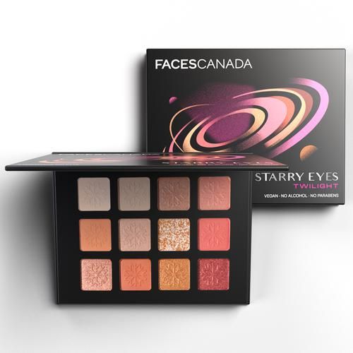 FACES CANADA 12-In-1 Starry Eyes Eye Shadow Palette, 16 g Twilight 02 Vegan, No Alcohol, No Paraben