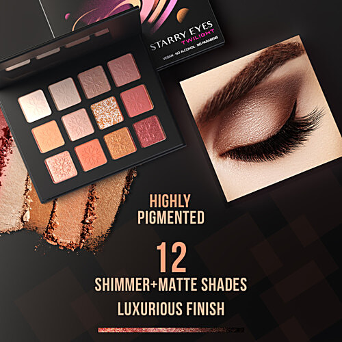 Faces Canada 12-In-1 Starry Eyes Eye Shadow Palette, 16 g Twilight 02 Vegan, No Alcohol, No Paraben