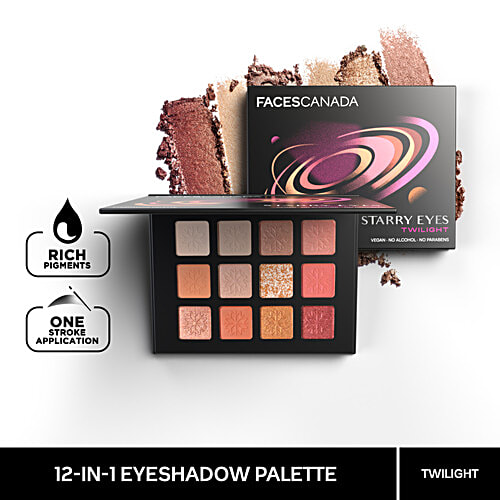 Faces Canada 12-In-1 Starry Eyes Eye Shadow Palette, 16 g Twilight 02 Vegan, No Alcohol, No Paraben