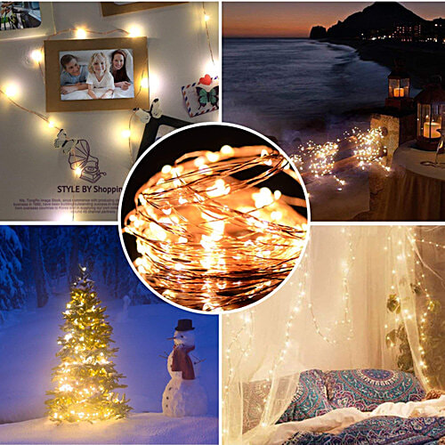 Mansaa LED String Light 2 Metre 20 LEDs Yellow USB Operated Home Decor LED Light, 1 pc