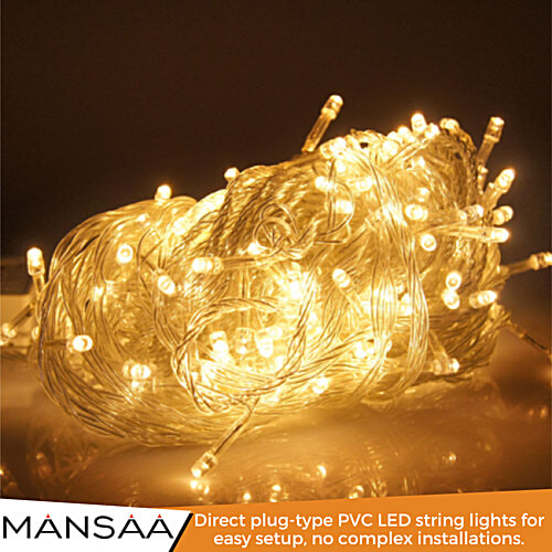 Mansaa LED Laddi Light 10 Metre 80 LEDs - 8 Blinkers, Direct Plug, Warm White LED, 1 pc  