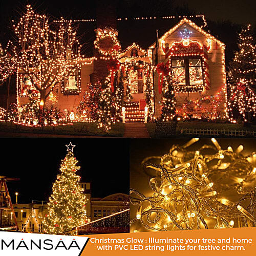 Mansaa LED Laddi Light 10 Metre 80 LEDs - 8 Blinkers, Direct Plug, Warm White LED, 1 pc  