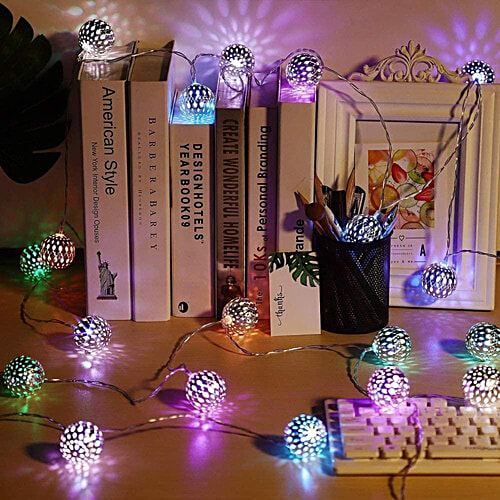 Mansaa Decorative LED String - 2 Mt 20 LEDs, Multicolour, Home & Mandir Decor, Moroccan Balls, 1 pc  