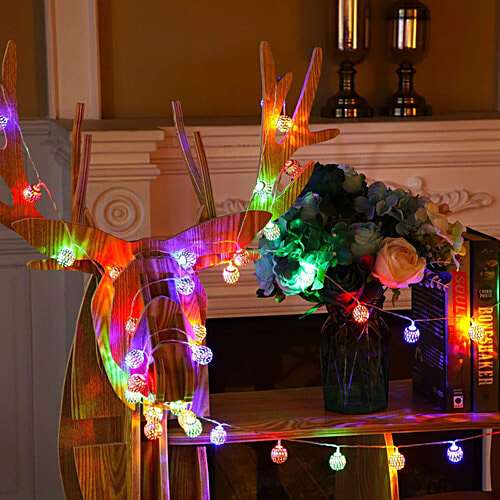Mansaa Decorative LED String - 2 Mt 20 LEDs, Multicolour, Home & Mandir Decor, Moroccan Balls, 1 pc  