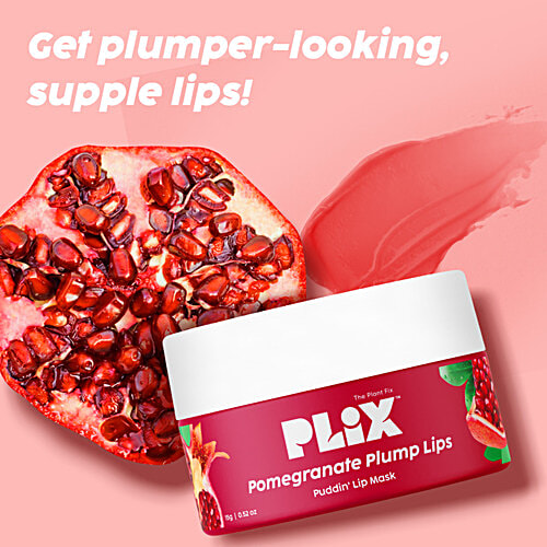 Plix Pomegranate Plump Lips - With Chiuri Butter & Vitamin C, 15 g Puddin’ Mask for Dry Lips, Lightens Dark Lips, Lip Mask for Soft Smooth Lips