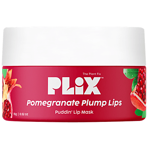 Plix Pomegranate Plump Lips - With Chiuri Butter & Vitamin C, 15 g Puddin’ Mask for Dry Lips, Lightens Dark Lips, Lip Mask for Soft Smooth Lips
