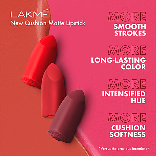Lakme Cushion Matte Lipstick, 4.5 g Brown Chili Longlasting Matte