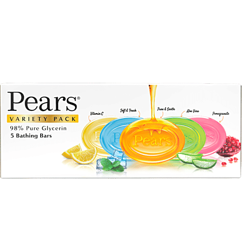 Pears Variety Pack Bathing Bar - With 98% Pure Glycerin, 125 g (Pack of 5)