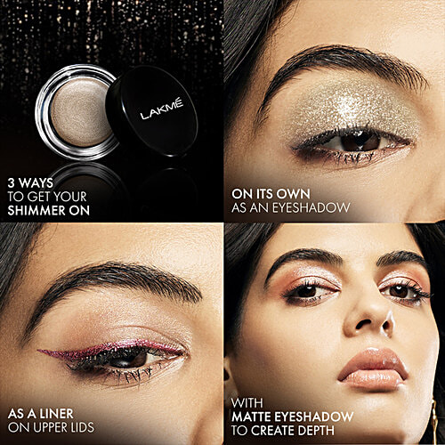 Lakme Absolute Explore Eye Paint, 3 g Champagne Rain High Glitter Pearls for intense shimmer
