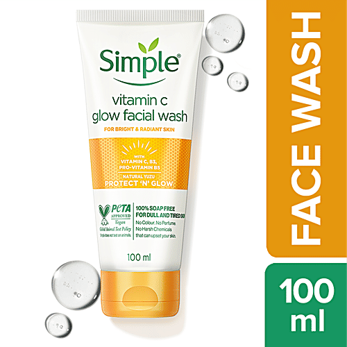 Simple Protect 'N' Glow Vitamin C Glow Facial Wash, 100 ml