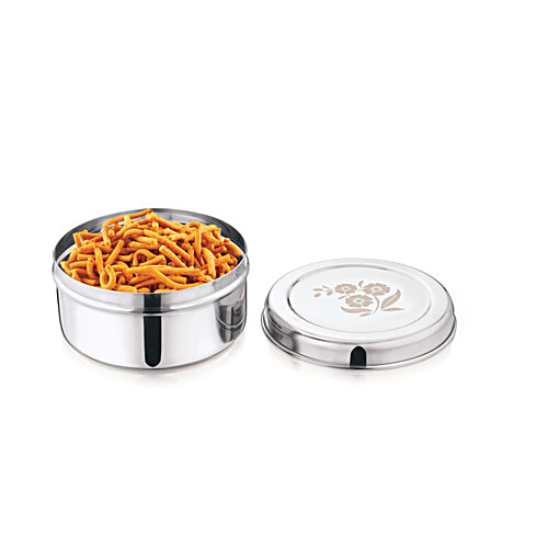 Kitchen Essentials Stainless Steel Puri Dabba - No.8, Laser Etching, 550 ml (1 pc) 