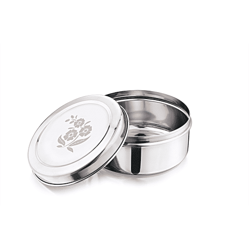 Kitchen Essentials Stainless Steel Puri Dabba - No.8, Laser Etching, 550 ml (1 pc) 