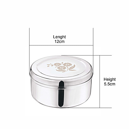 Kitchen Essentials Stainless Steel Puri Dabba - No.8, Laser Etching, 550 ml (1 pc) 