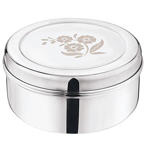 Kitchen Essentials Stainless Steel Puri Dabba - No.8, Laser Etching, 550 ml (1 pc) 