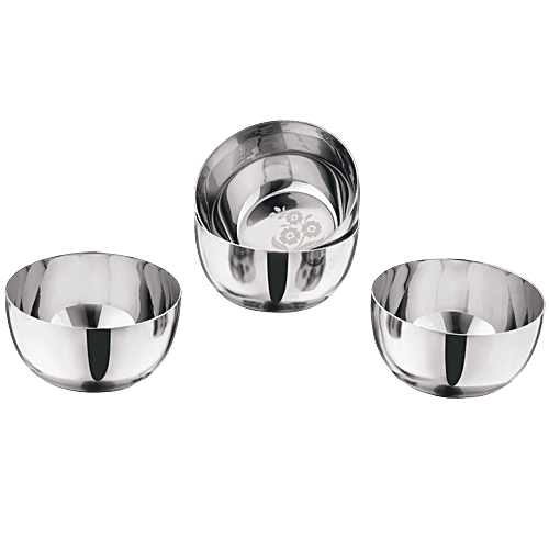 Kitchen Essentials Stainless Steel JK Apple Bowl - No.5, Laser Etching, 150 ml (Set of 4) 