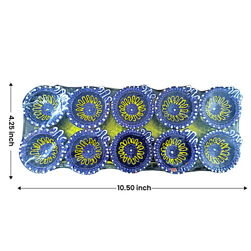 Mangal Bhavan Designer Diya - Blue, 10 pcs