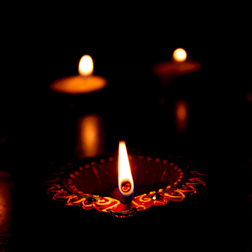 Mangal Bhavan Designer Diya - Blue, 10 pcs