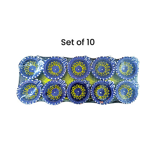 Mangal Bhavan Designer Diya - Blue, 10 pcs