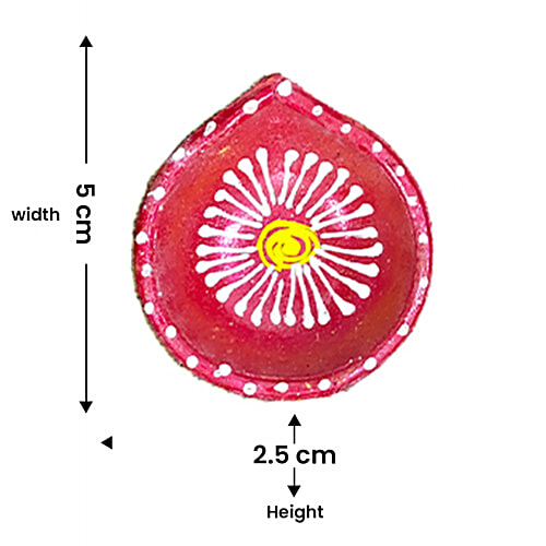 Mangal Bhavan Designer Diya - Mitti/Clay/Terracotta Red, Diwali Puja Decorative, 5x2.5cm, 10 pcs  