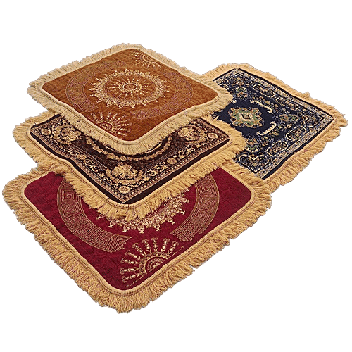 JBG Home Store Premium Velvet Pooja/Meditation Mat - 55 x 55 cm, Light Brown, 1 pc