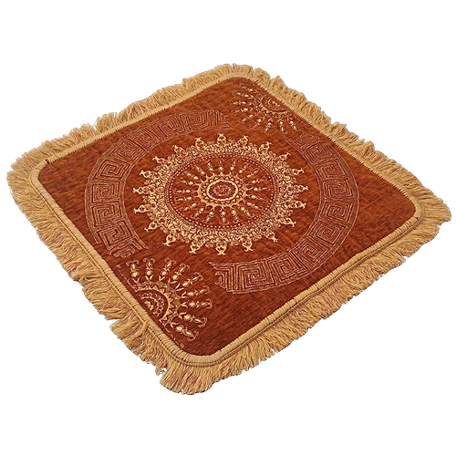 JBG Home Store Premium Velvet Pooja/Meditation Mat - 55 x 55 cm, Light Brown, 1 pc