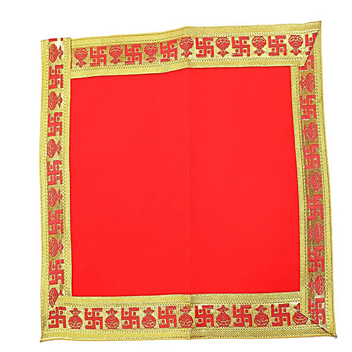 Creative Space Lal Puja Kapda/Red Velvet Cloth - For Auspicious Occasions, Puja Ceremony Decorative, 45x45cm, 1 pc  