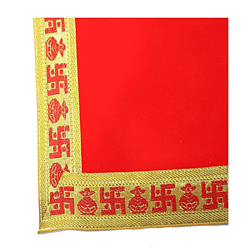 Creative Space Lal Puja Kapda/Red Velvet Cloth - For Auspicious Occasions, Puja Ceremony Decorative, 45x45cm, 1 pc  