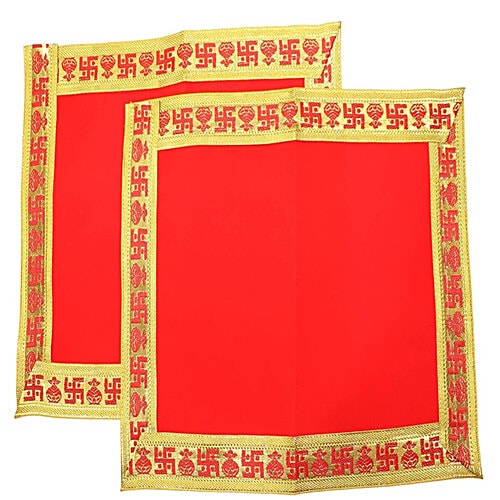 Creative Space Lal Puja Kapda/Red Velvet Cloth - For Auspicious Occasions, Puja Ceremony Decorative, 45x45cm, 1 pc  
