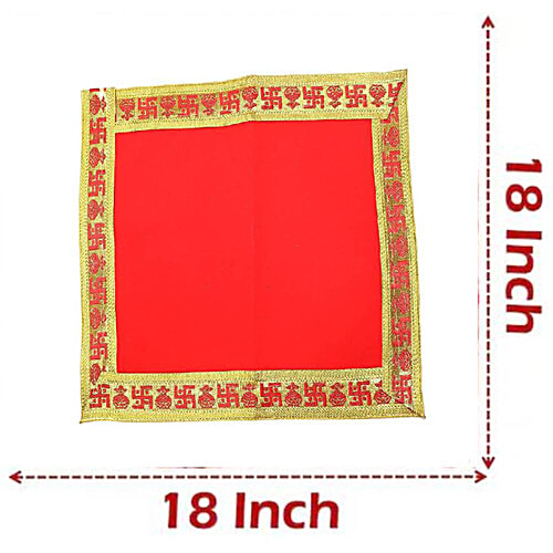Creative Space Lal Puja Kapda/Red Velvet Cloth - For Auspicious Occasions, Puja Ceremony Decorative, 45x45cm, 1 pc  