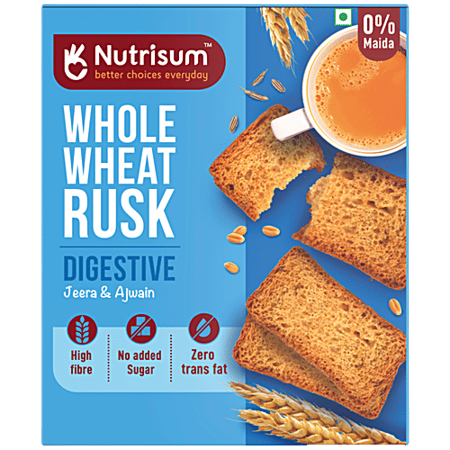 Buy Nutrisum Digestive Whole Wheat Rusk Jeera & Ajwain Online at Best