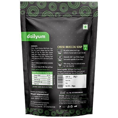 Buy Dailyum Instant Jain Cheese Broccoli Soup No Onion & Garlic
