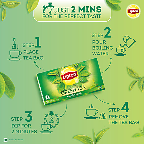 Lipton Clear & Light Green Tea, 65 g (50 Bags x 1.3 g Each)