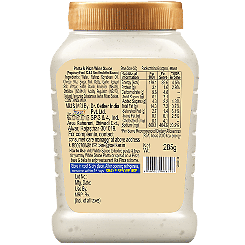 Dr.Oetker FunFoods Pasta & Pizza White Sauce, 285 g  No Preservatives Added