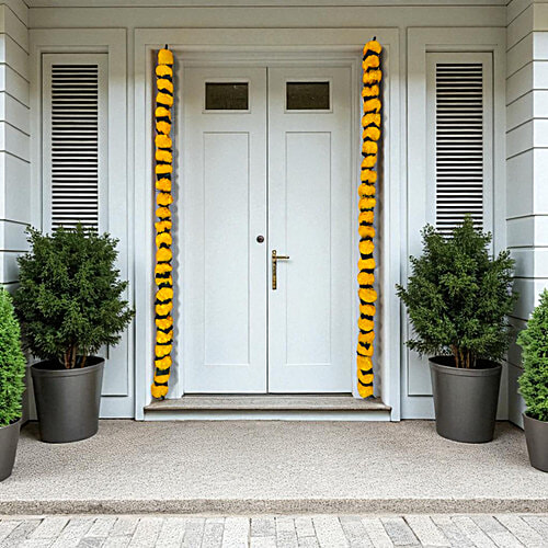 House of Festivals Toran/Mala/Bandhanwar/Bandarwal Marigold - Lemon Yellow Flowers & Green Leaves, 138 cm, 2 pcs  
