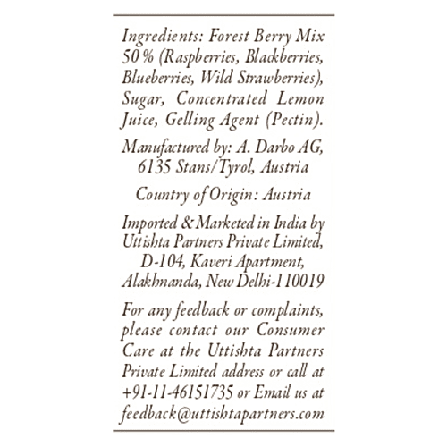 d'arbo Forest Berries Fruit Spread, 450 g Bottle Handcrafted Spread
 Vibrant Flavours
 Natural Goodness