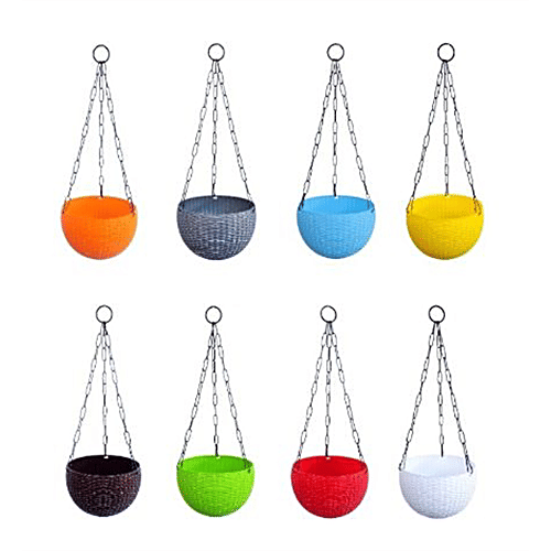 Go Green Hanging Chain Round Pot No 70 - Small, Orange, 17.14 x 46.99 cm, 1 pc  