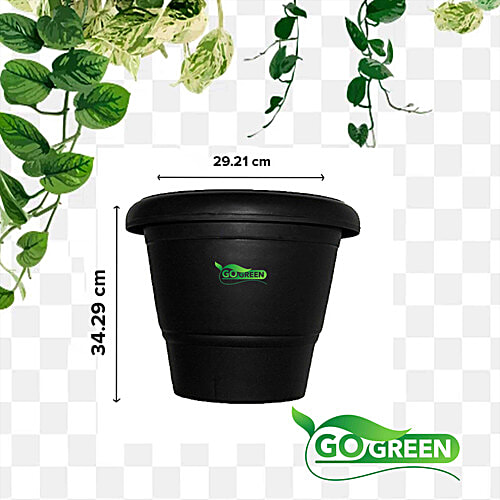 Go Green Premium Flower Pot No 140 - Black, 29.21 x 34.29 cm, 1 pc  