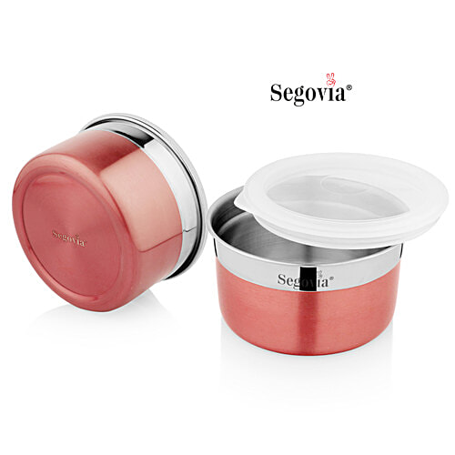 Segovia Stainless Steel Canister/Container - With Lid, Airtight, Rose Gold Finish, 900 ml (Set of 2) 