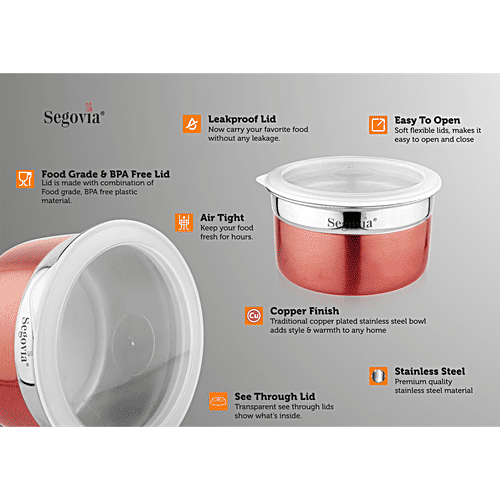 Segovia Stainless Steel Canister/Container - With Lid, Airtight, Rose Gold Finish, 900 ml (Set of 2) 