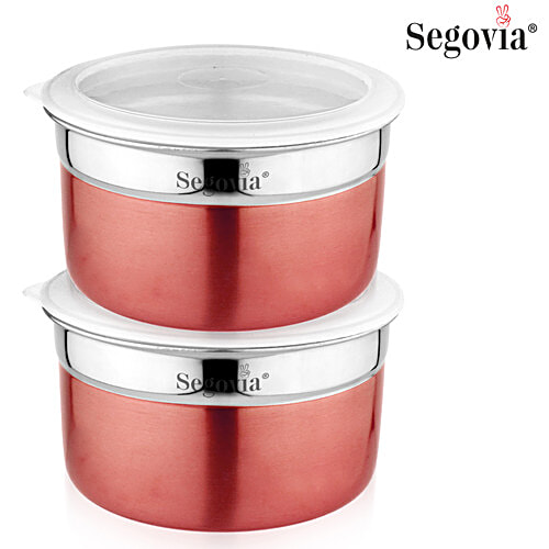 Segovia Stainless Steel Canister/Container - With Lid, Airtight, Rose Gold Finish, 900 ml (Set of 2) 
