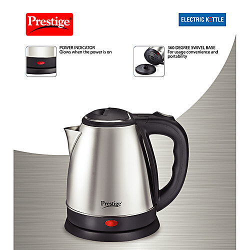 Prestige Electric Kettle PKOSS 1.5, 1500 W - Silver, Black, Automatic Cut Off, Stainless Steel, 1 Unit  