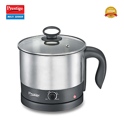 Prestige 1L PMC 1.0 Plus Multi Kettle / Multi Cooker - Glass Lid With Stainless Steel Rim, Temperature Control, Power Indicator, Silver, 1 pc